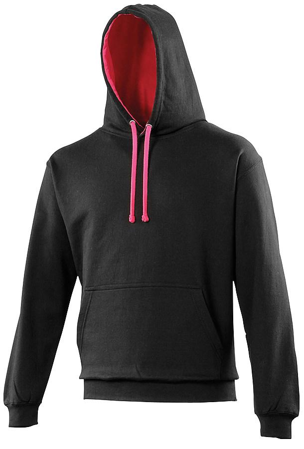 AWDIS JH003 varsity hoodie jet black/hot pink