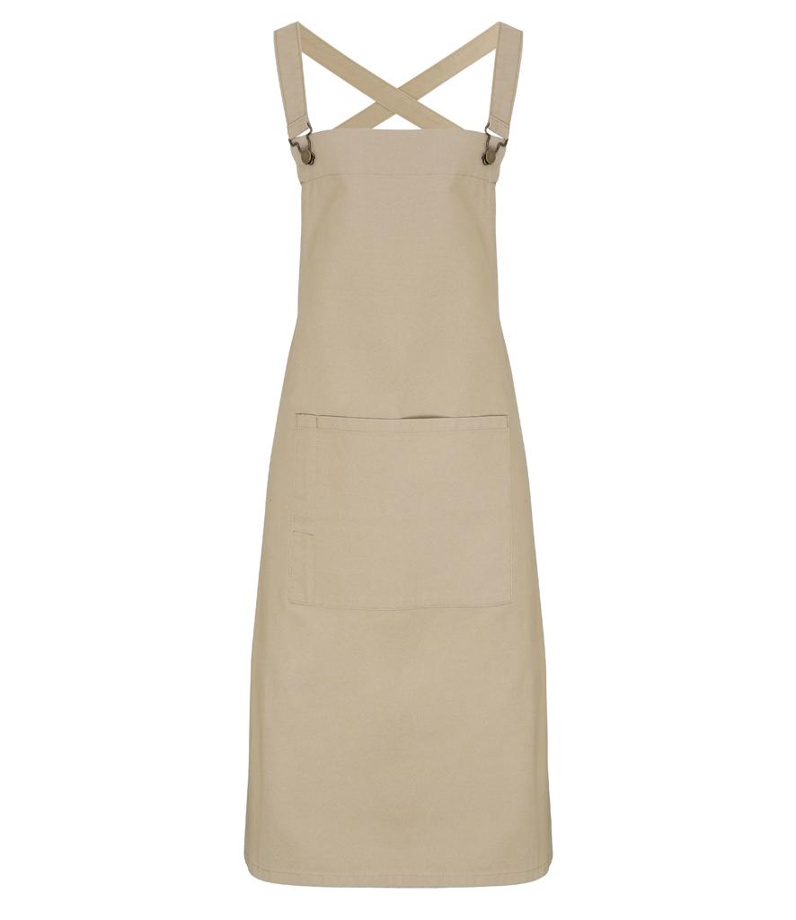 Khaki Premier Cross Back 'Barista' Bib Apron