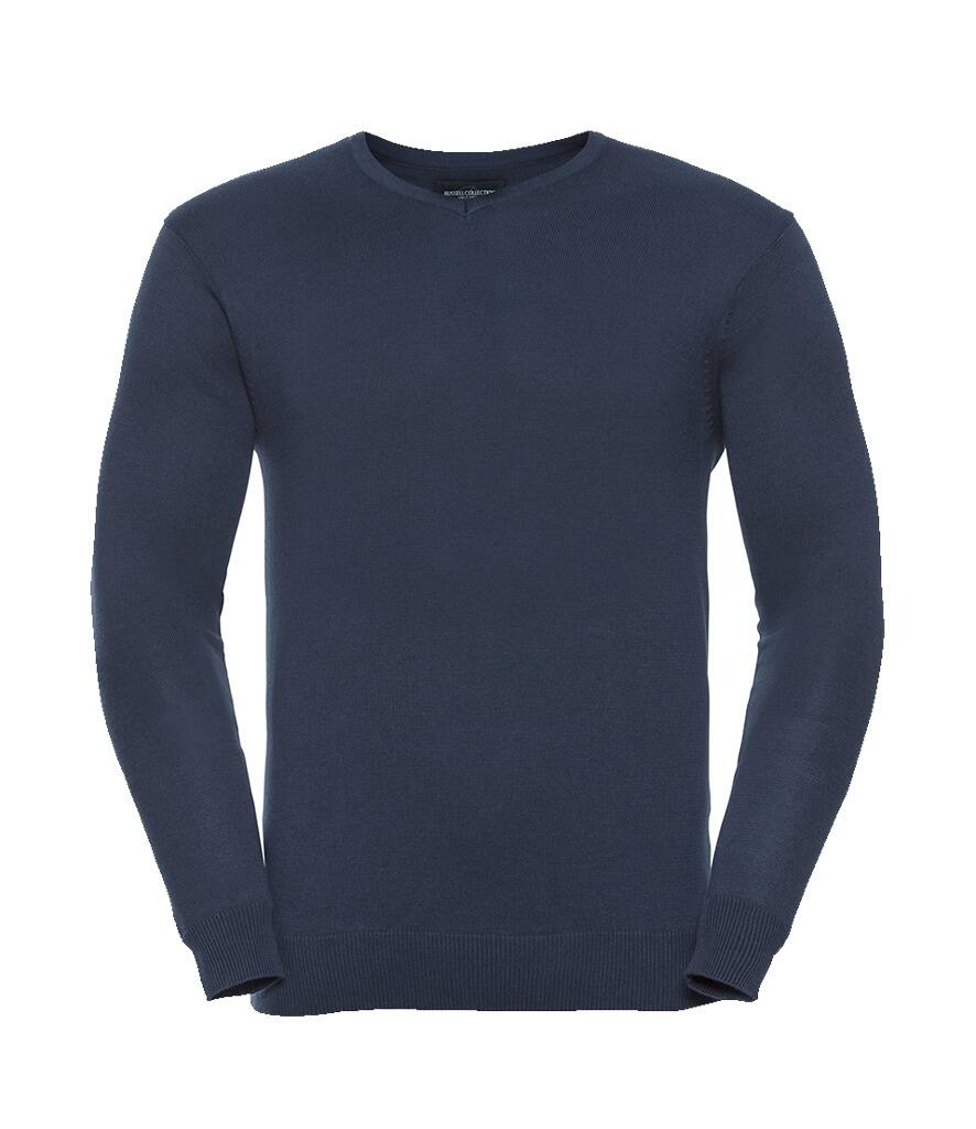 710M Russell Collection Cotton Acrylic V Neck Sweater navy