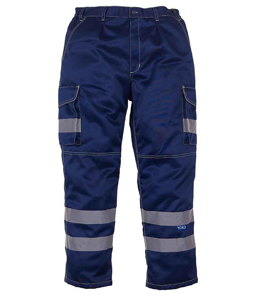 YK301 (HV018T) Yoko Hi-Vis Cargo Trousers with Knee Pad Pockets NAVY