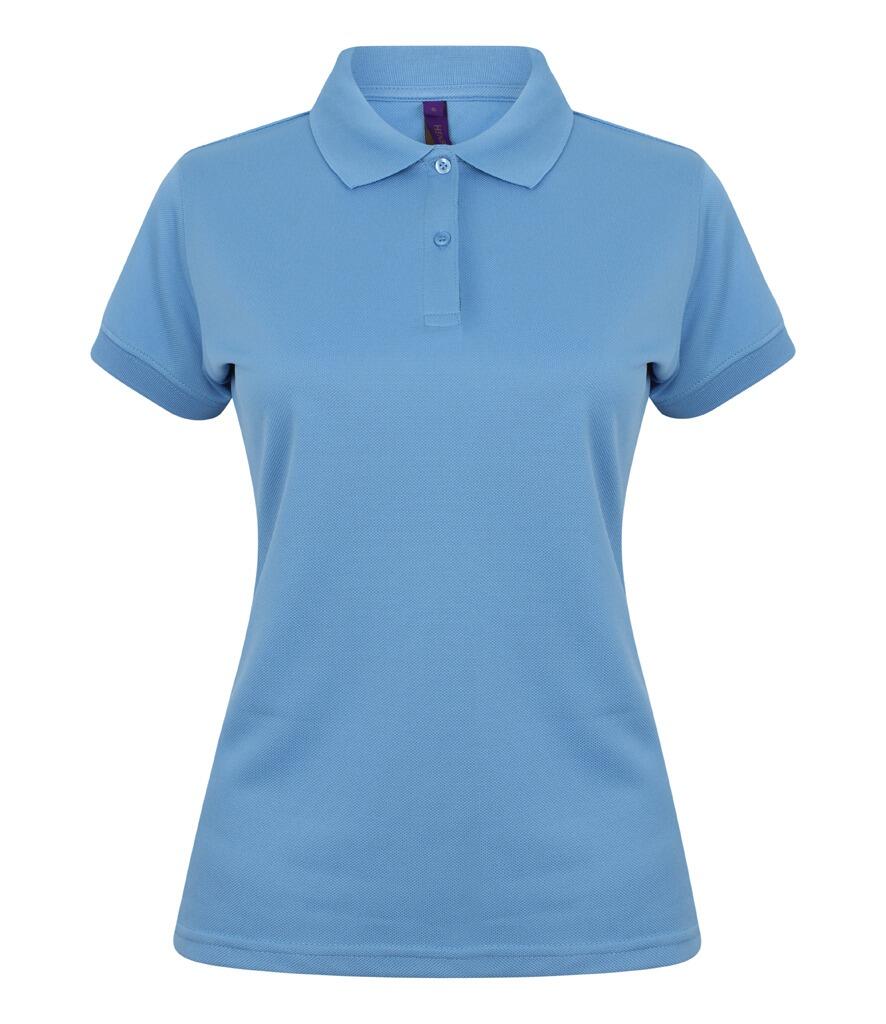 Henbury H476 Ladies Cool plus polo shirt mid blue
