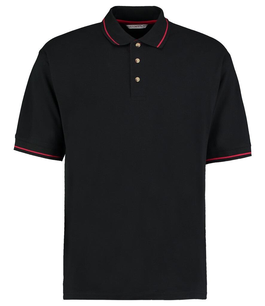 KK606 Kustom Kit St Mellion Tipped Cotton Polo Shirt black red