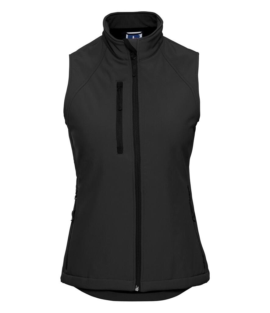 141F Russell Ladies Soft Shell Gilet black