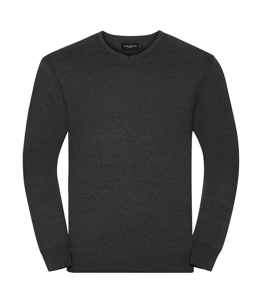 710M Russell Collection Cotton Acrylic V Neck Sweater charcoal