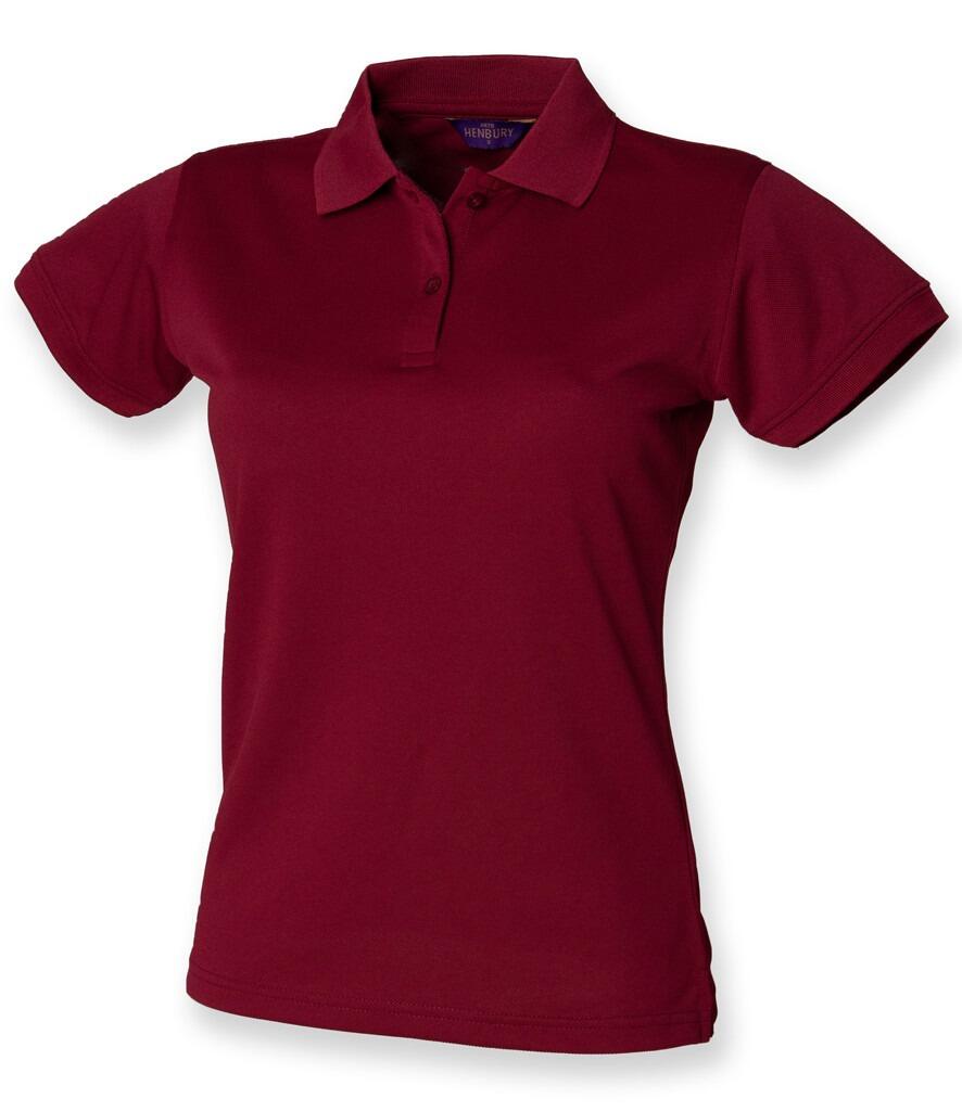 Henbury H476 Ladies Cool plus polo shirt burgundy