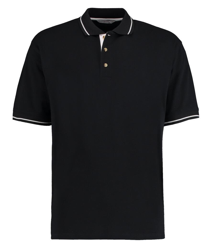 KK606 Kustom Kit St Mellion Tipped Cotton Polo Shirt black white