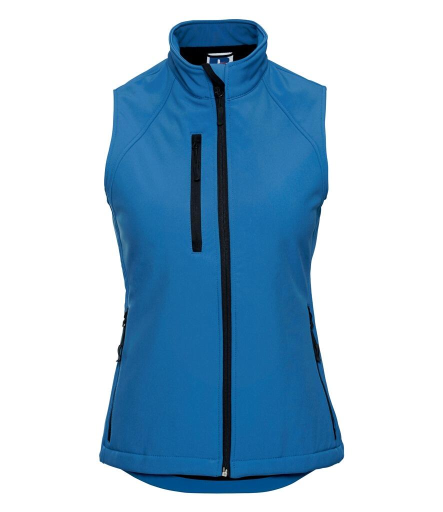 141F Russell Ladies Soft Shell Gilet azure