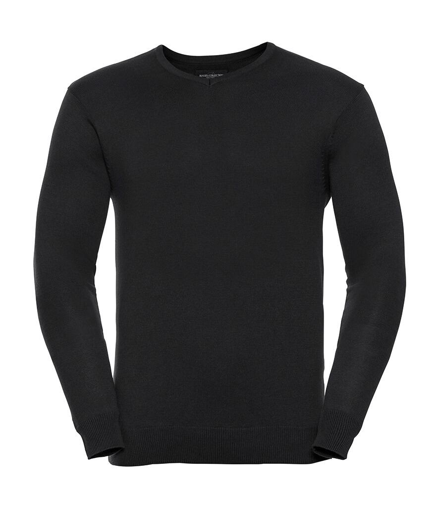 710M Russell Collection Cotton Acrylic V Neck Sweater black