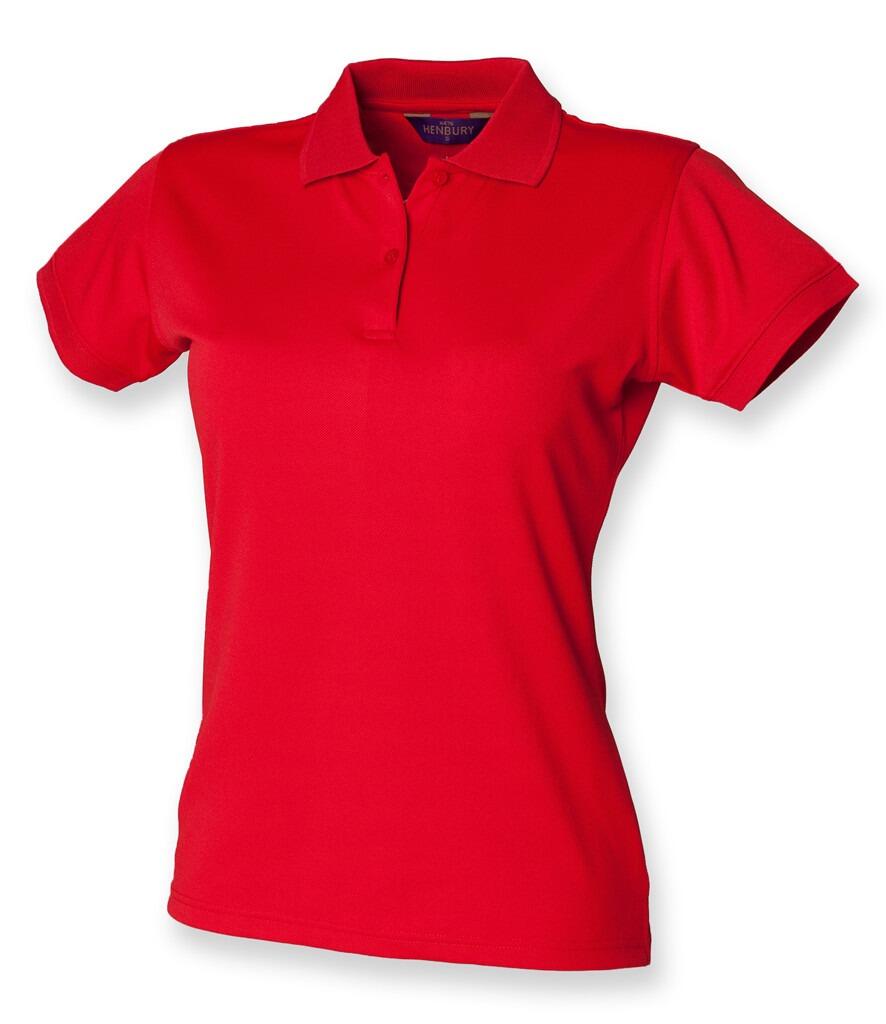 Henbury H476 Ladies Cool plus polo shirt classic red