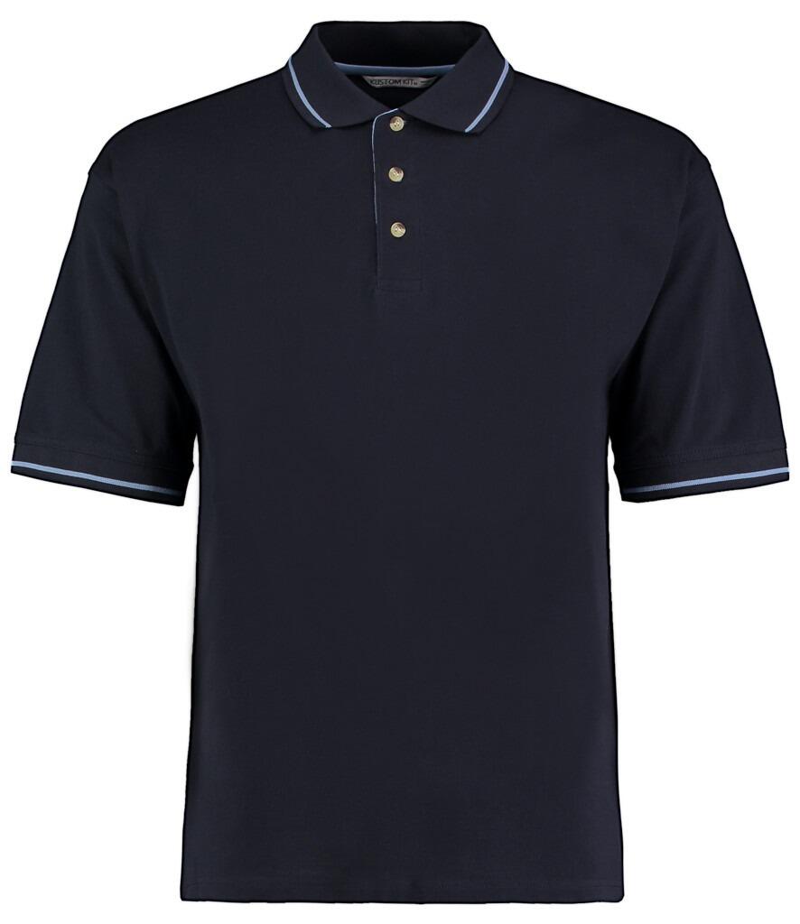 KK606 Kustom Kit St Mellion Tipped Cotton Polo Shirt navy light blue