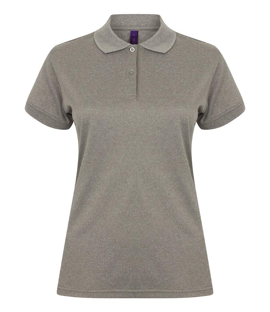 Henbury H476 Ladies Cool plus polo shirt heather grey