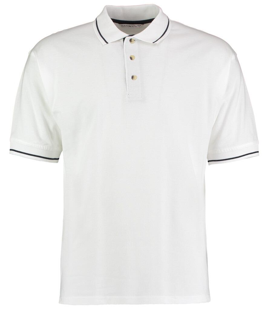 KK606 Kustom Kit St Mellion Tipped Cotton Polo Shirt white navy