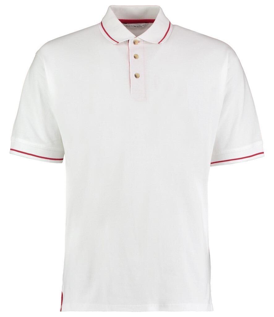 KK606 Kustom Kit St Mellion Tipped Cotton Polo Shirt white red