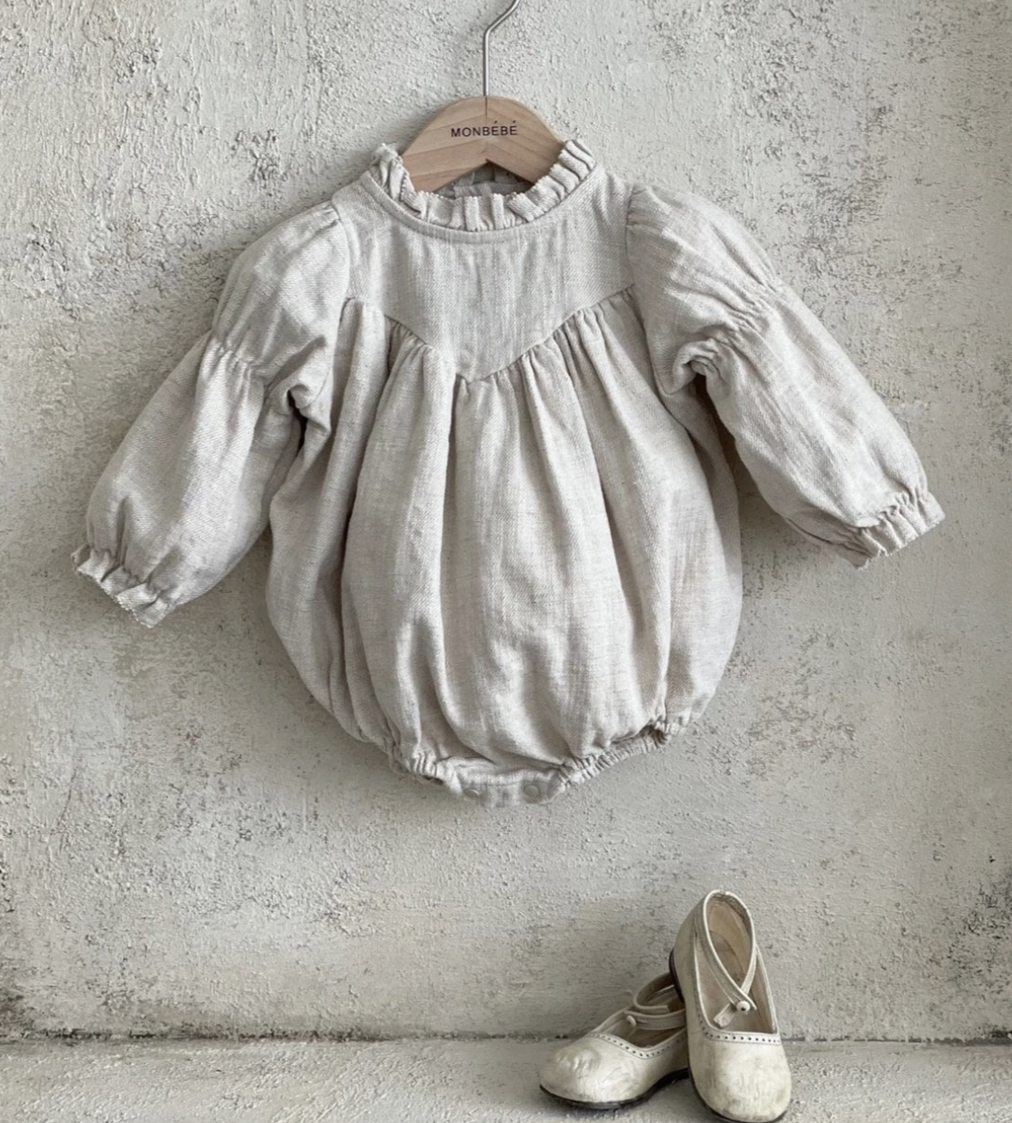 Linen Shirred Ruffle Romper
