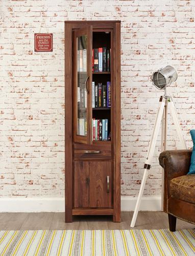 Mayan walnut narrow glazed bookcase - crimblefest furniture - image 2