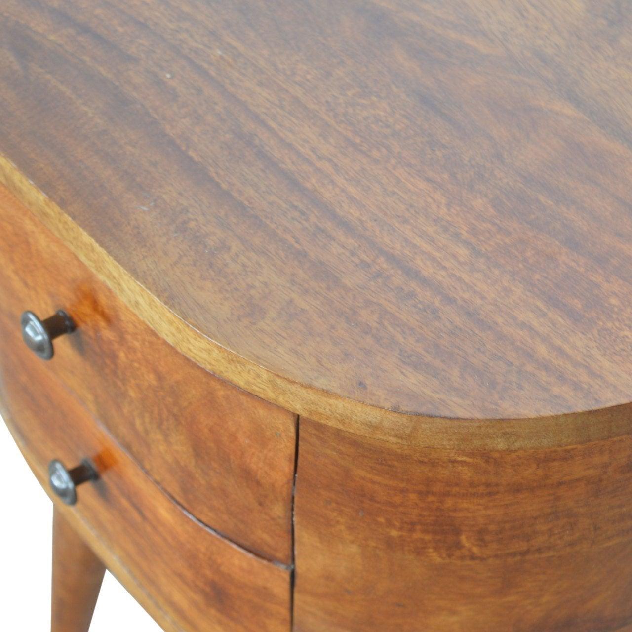Chestnut rounded bedside table - crimblefest furniture - image 5