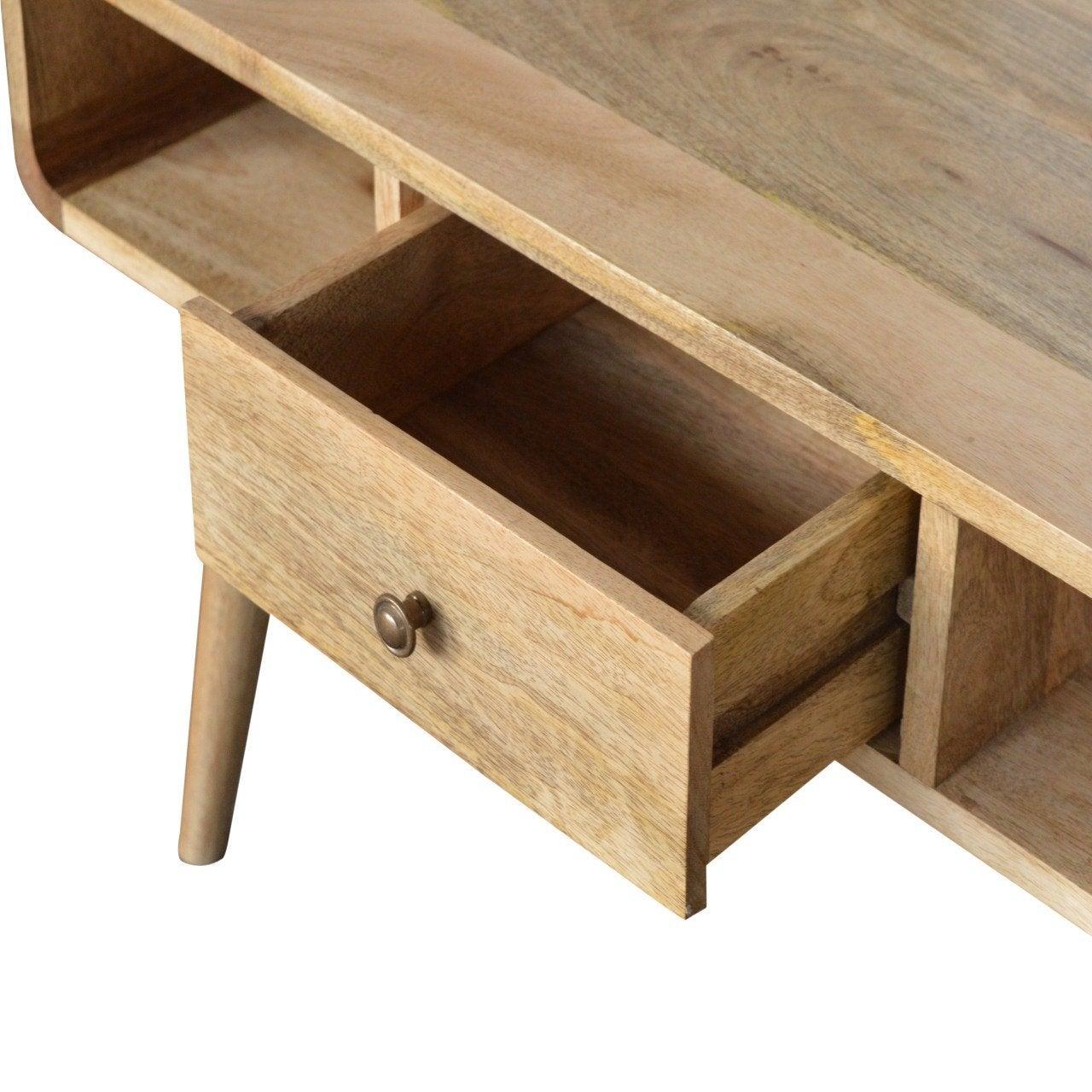 Curved oak-ish coffee table - crimblefest furniture - image 6