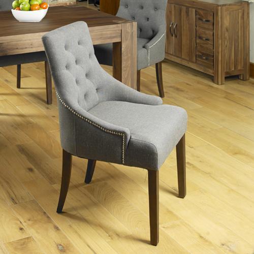 Walnut accent upholstered dining chair - slate - crimblefest furniture - image 2