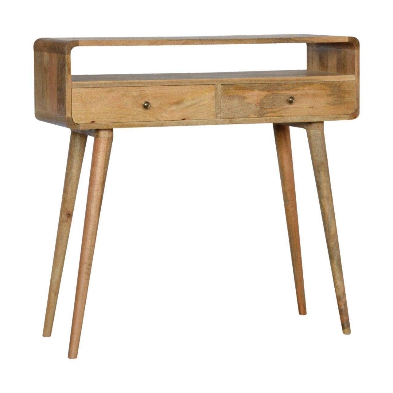 Curved oak-ish console table - crimblefest furniture - image 3