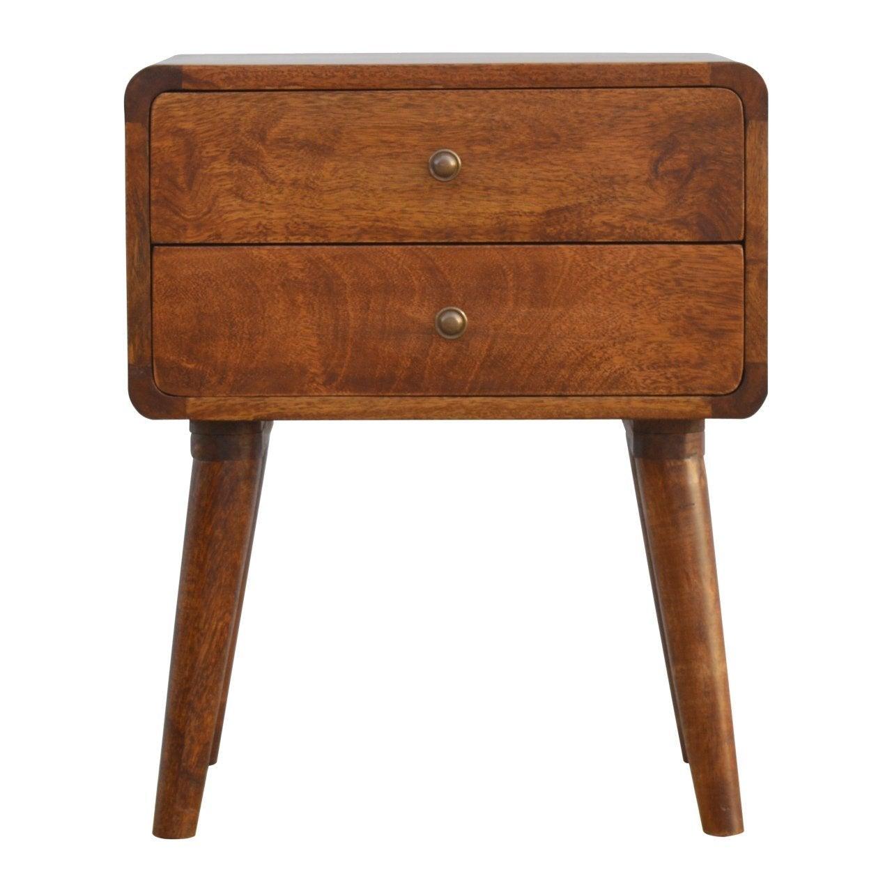 Curved chestnut bedside table - crimblefest furniture - image 1