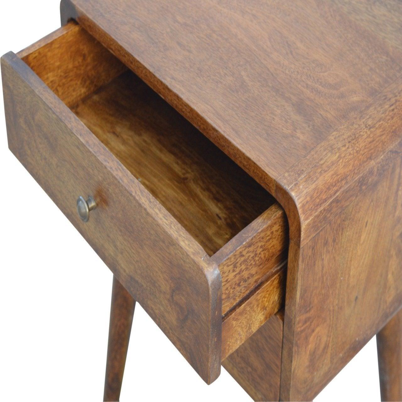 Curved chestnut bedside table - crimblefest furniture - image 7
