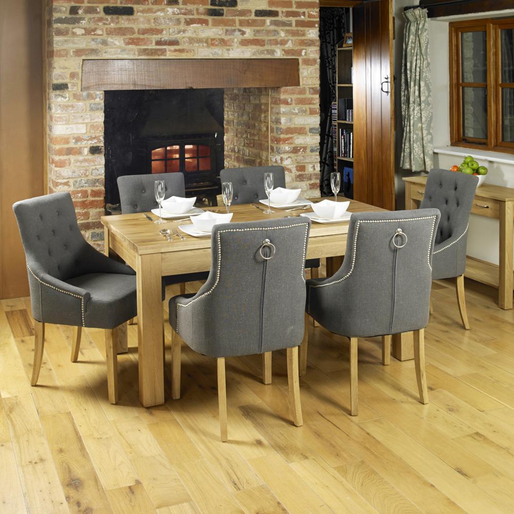 Bundle - mobel oak cor04b table with 6 x cor03f chairs - crimblefest furniture - image 1