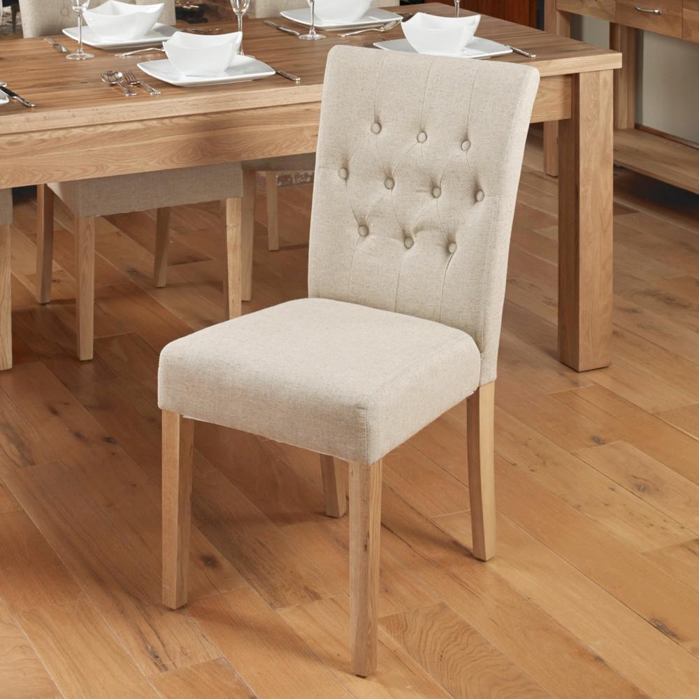 Oak flare back upholstered dining chair - biscuit (pack of two) - crimblefest furniture - image 1
