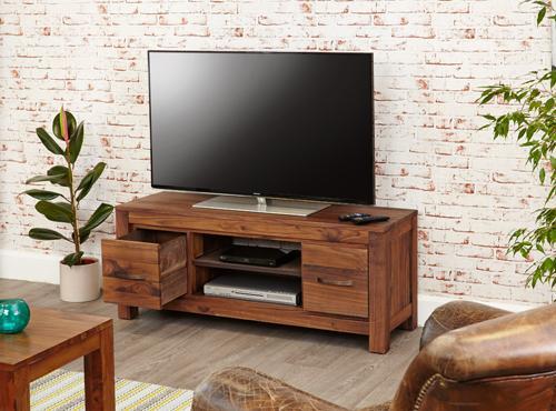 Mayan walnut low widescreen television cabinet - crimblefest furniture - image 4