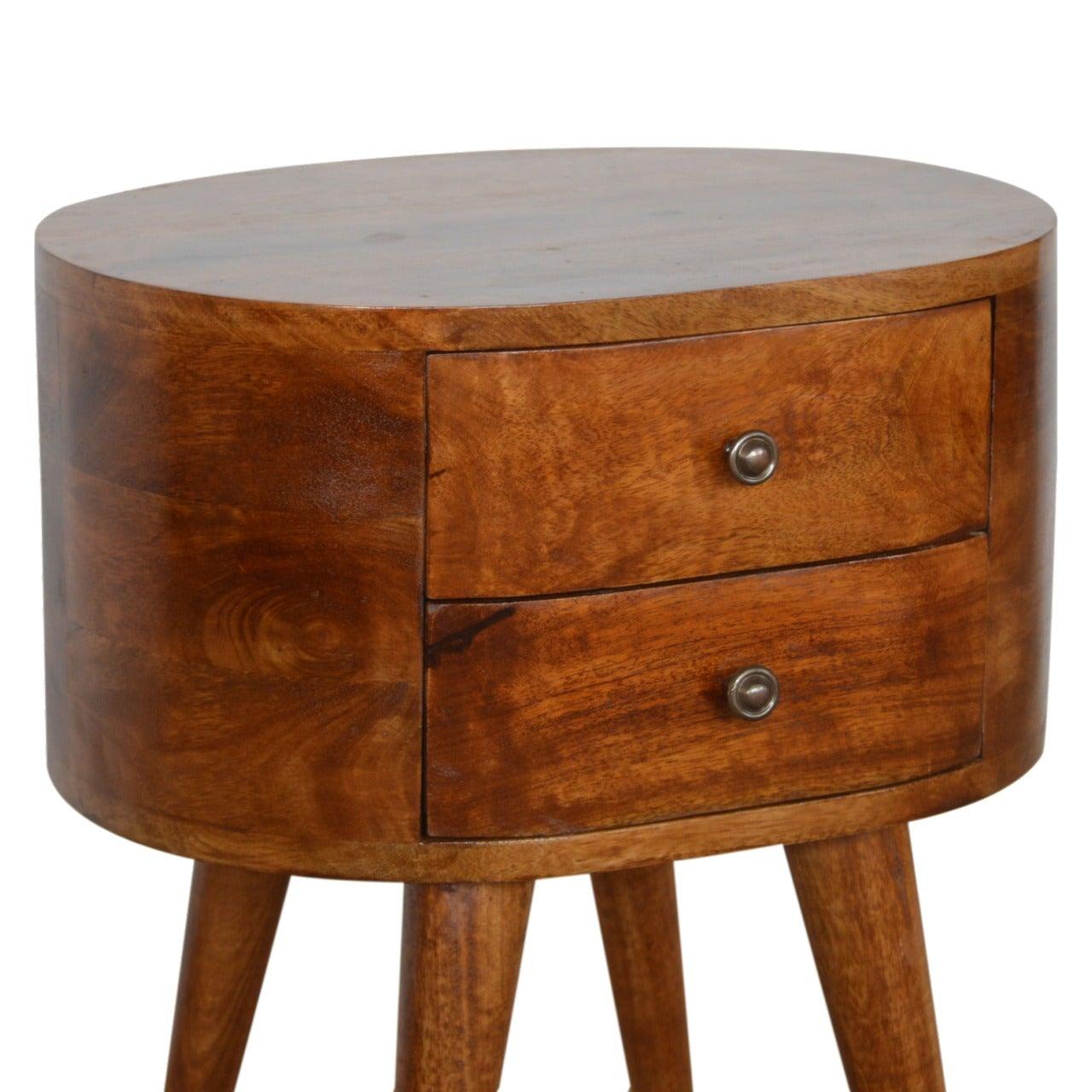 Chestnut rounded bedside table - crimblefest furniture - image 3