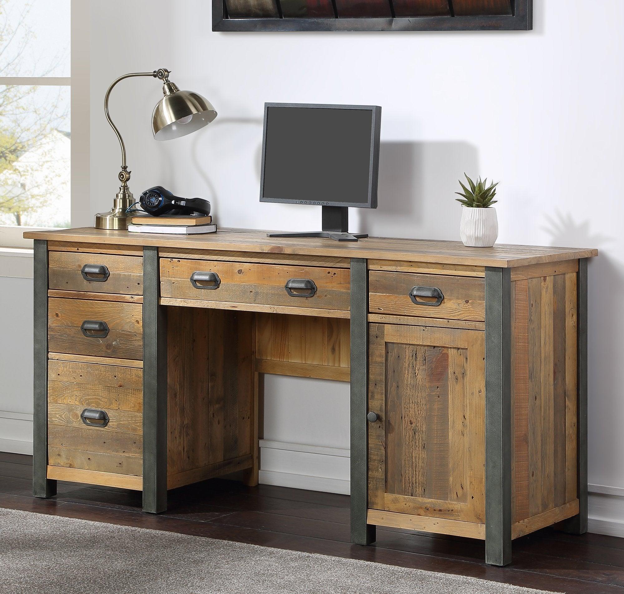 Urban elegance - reclaimed twin pedestal home office desk - crimblefest furniture - image 1
