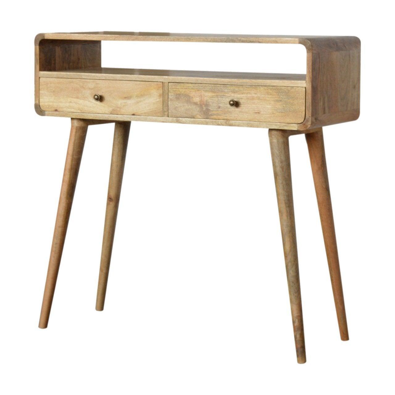Curved oak-ish console table - crimblefest furniture - image 4