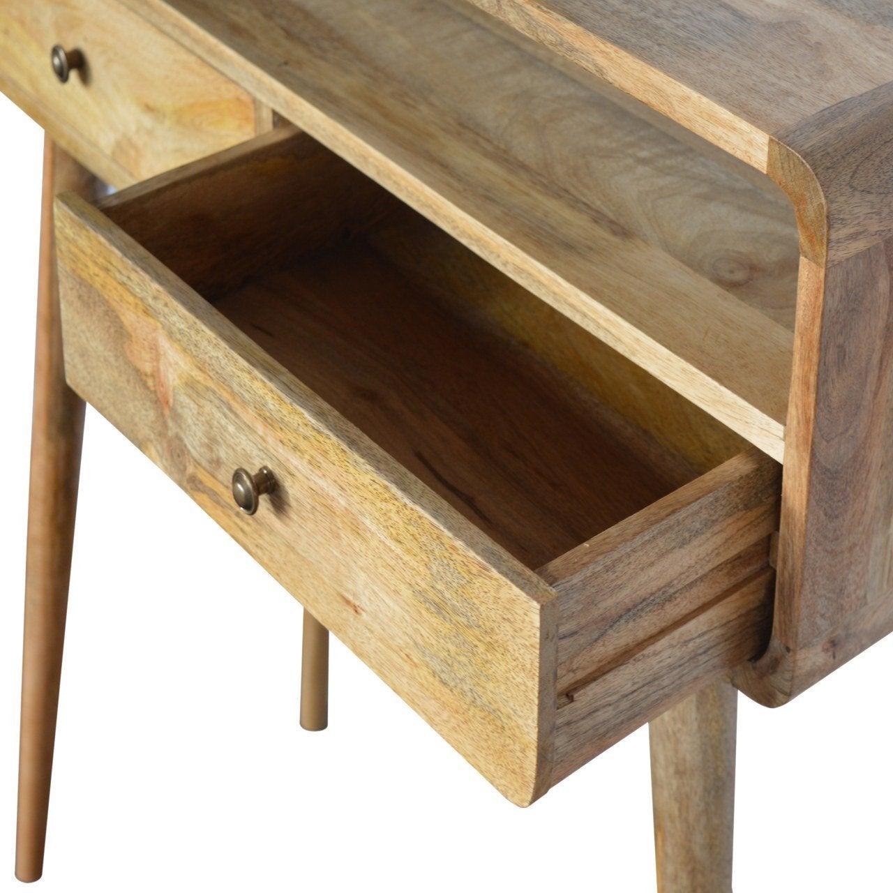 Curved oak-ish console table - crimblefest furniture - image 8