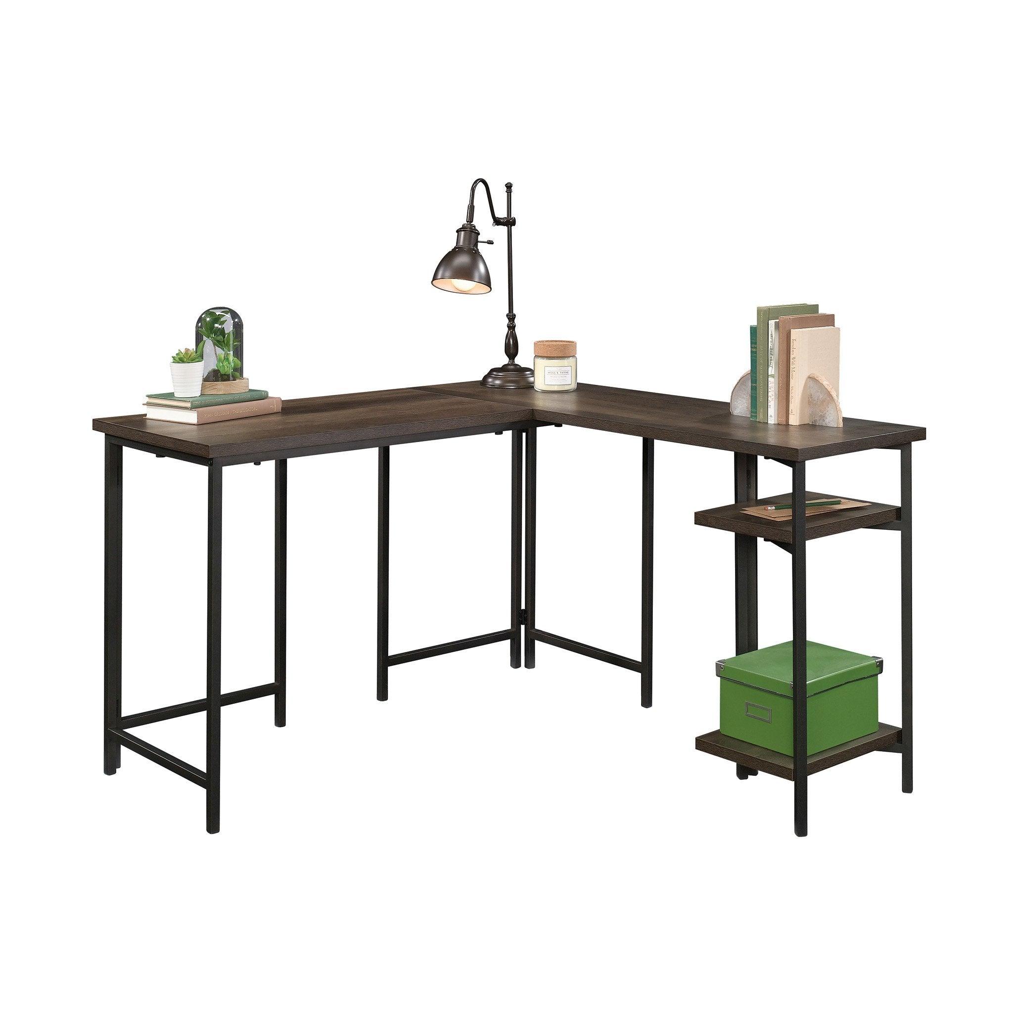 Industrial style l-shaped smoked oak desk - crimblefest furniture - image 5