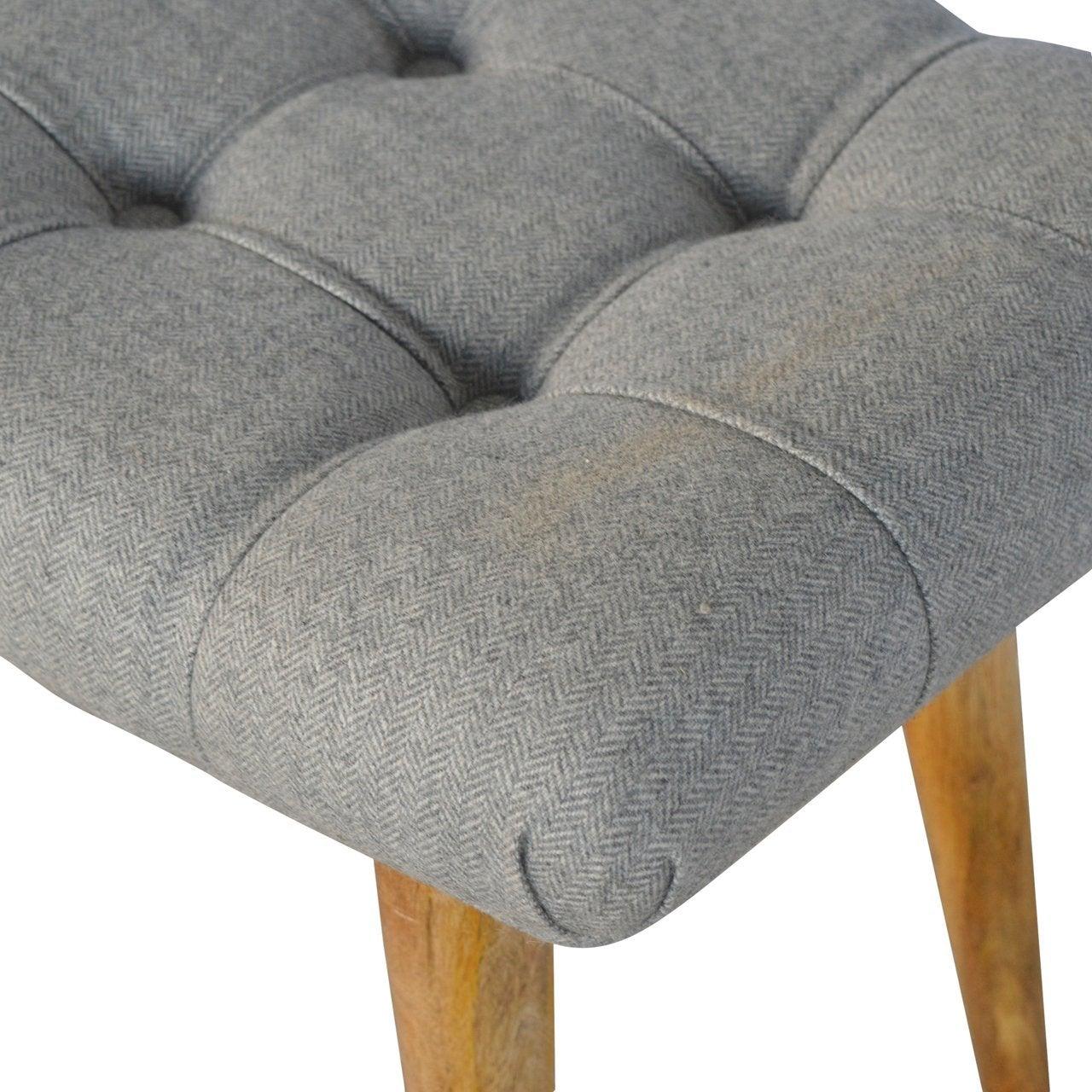 Curved grey tweed bench - crimblefest furniture - image 5