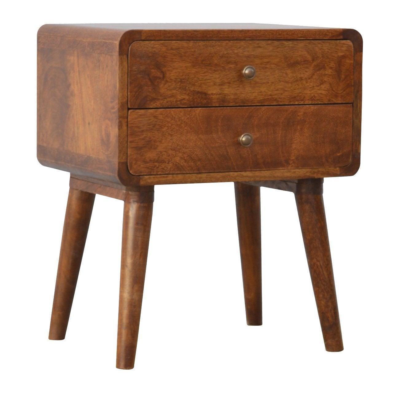 Curved chestnut bedside table - crimblefest furniture - image 3