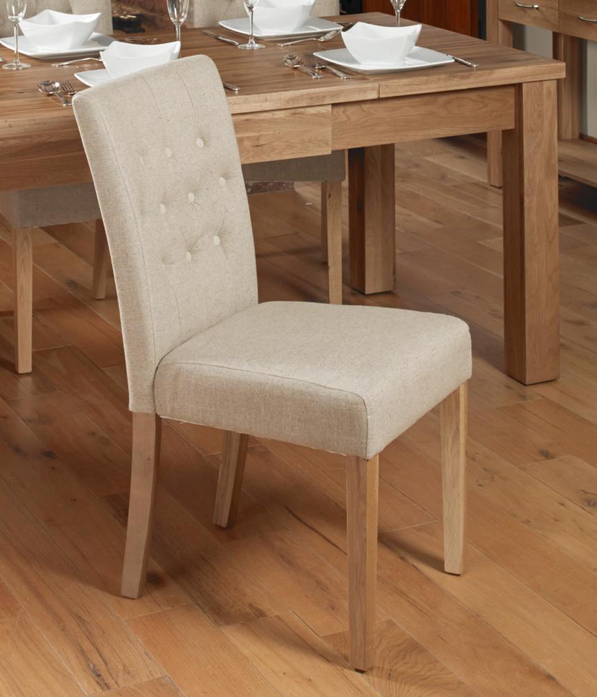 Oak flare back upholstered dining chair - biscuit (pack of two) - crimblefest furniture - image 2