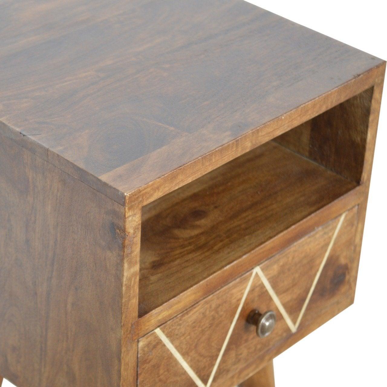 Petite geometric brass inlay bedside table - crimblefest furniture - image 7