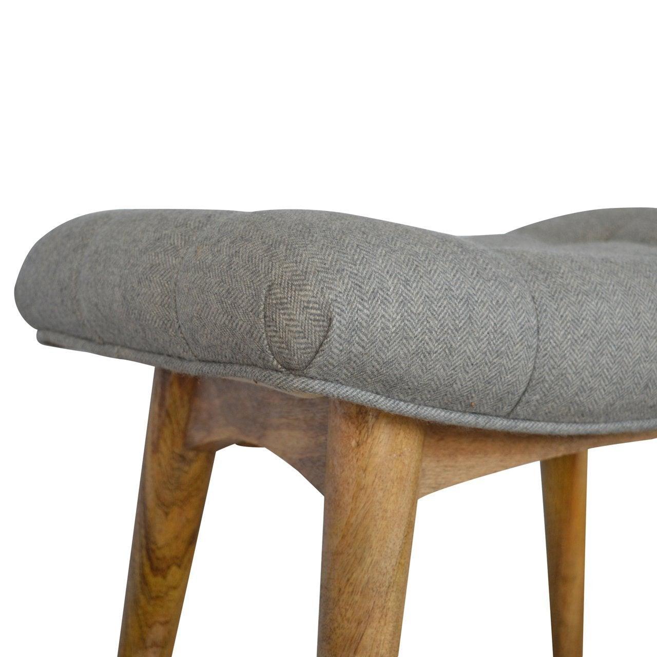 Curved grey tweed bench - crimblefest furniture - image 6