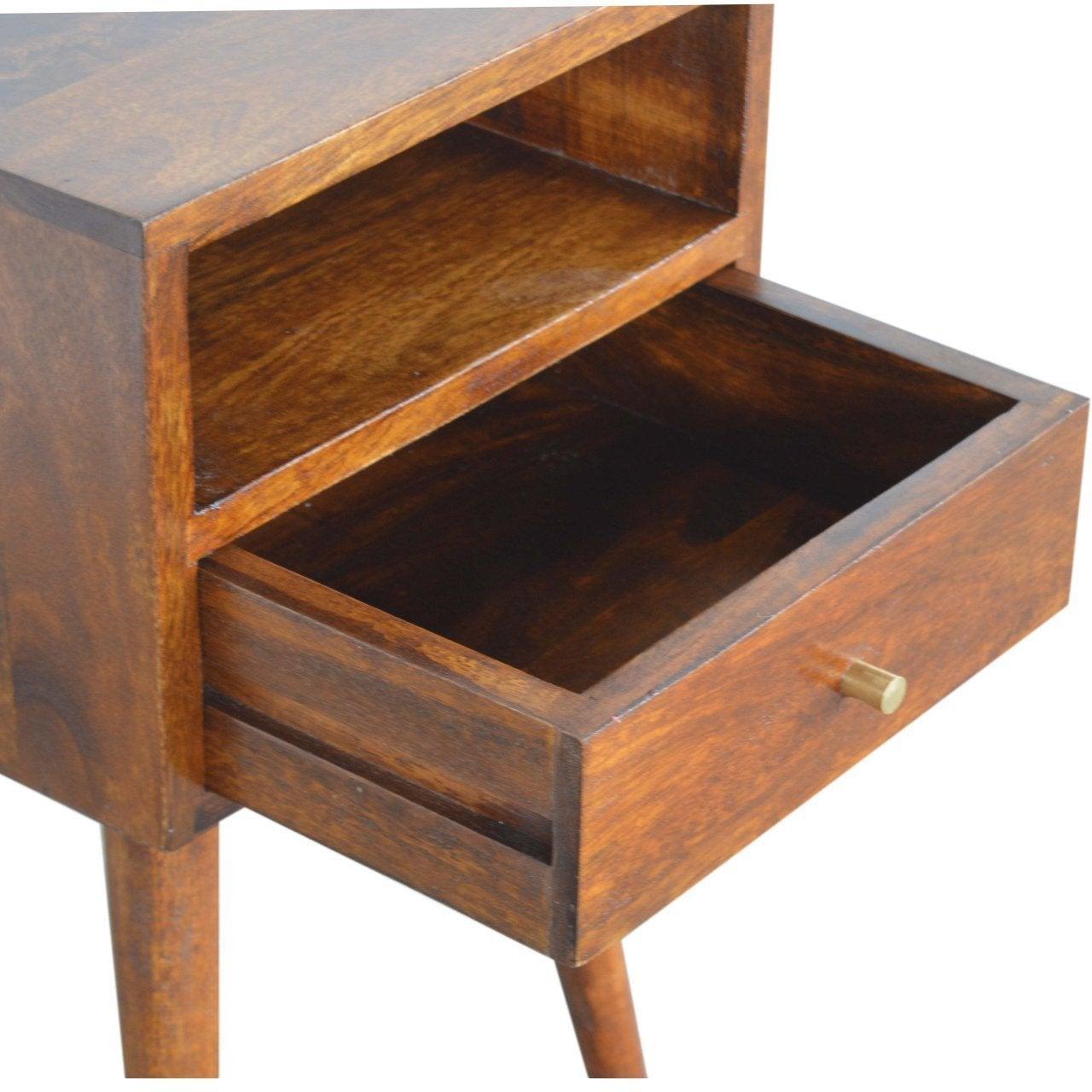 Petite chestnut finish bedside table - crimblefest furniture - image 6