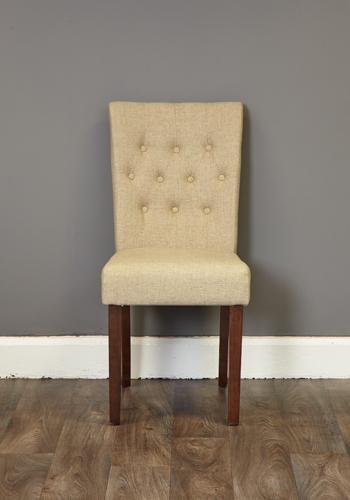 Walnut flare back upholstered dining chair - biscuit (pack of two) - crimblefest furniture - image 2