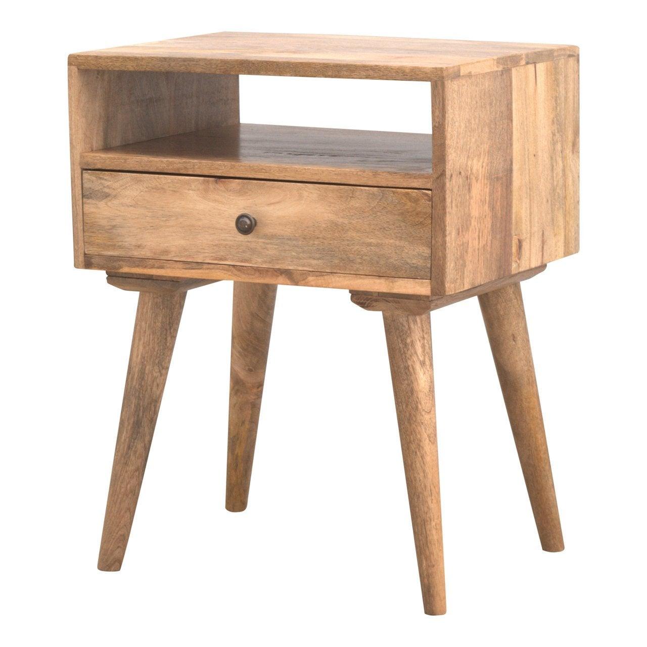 Modern solid wood bedside table with open slot - crimblefest furniture - image 5