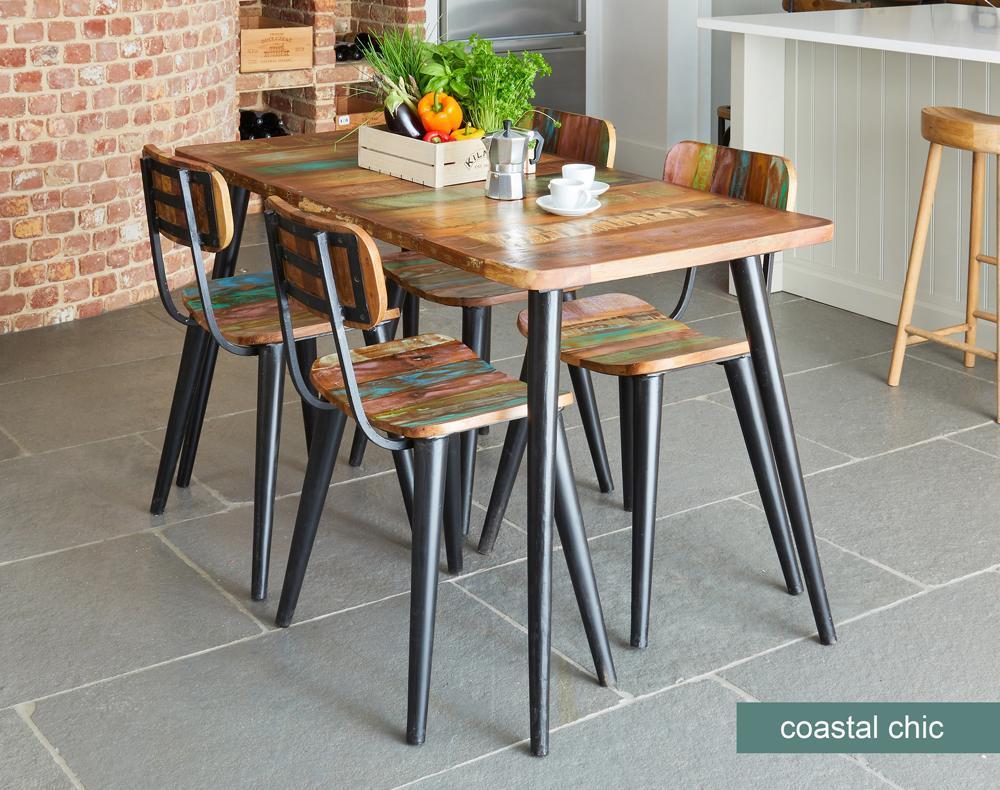 Bundle - coastal chic reclaimed irs04a table with 4 x irs03a chairs - crimblefest furniture - image 1