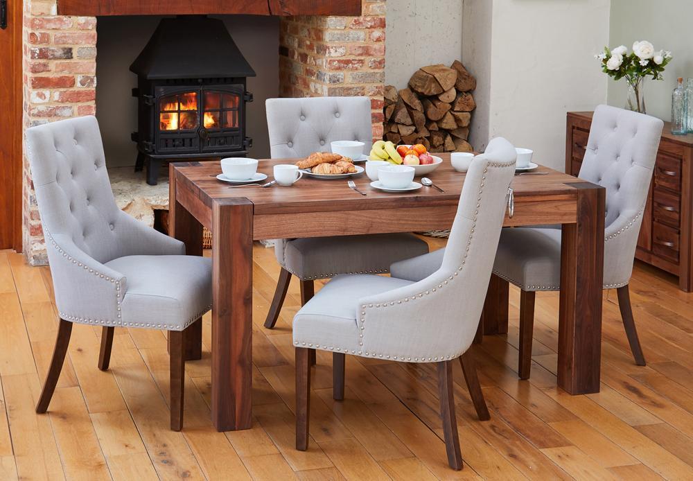 Bundle - shiro walnut cdr04b table with 4 x cdr03k chairs - crimblefest furniture - image 1