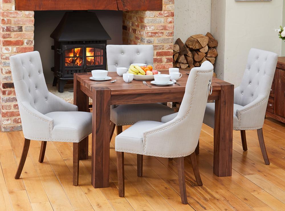 Bundle - shiro walnut cdr04a table with 4 x cdr03k chairs - crimblefest furniture - image 1