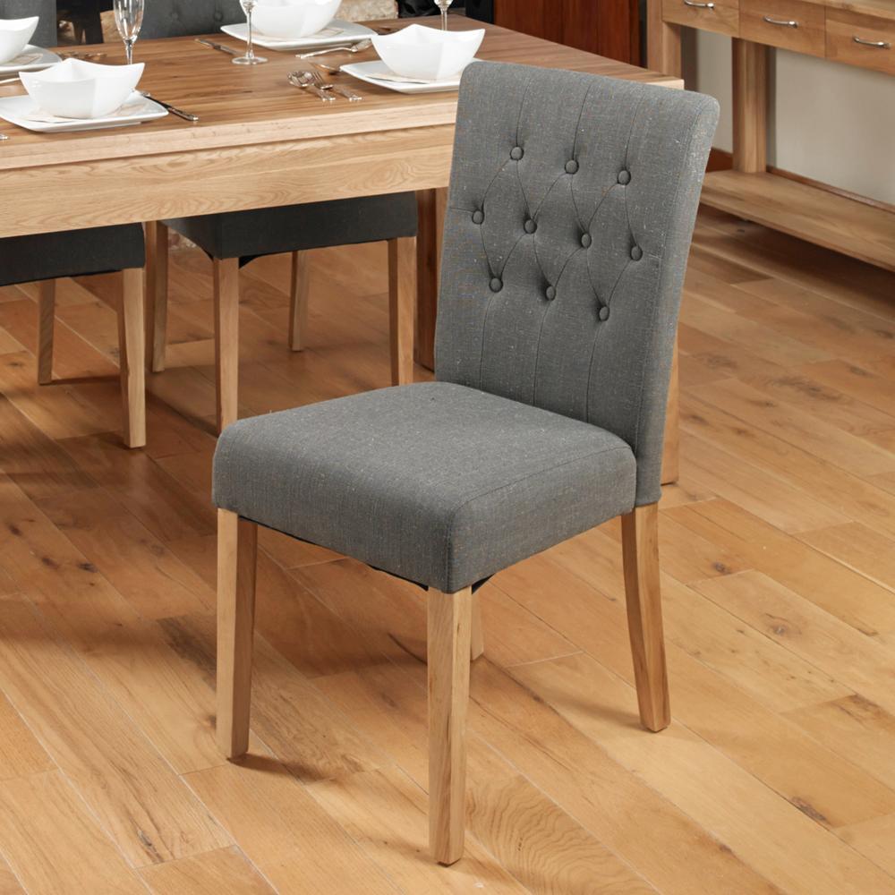 Oak flare back upholstered dining chair - slate (pack of two) - crimblefest furniture - image 1