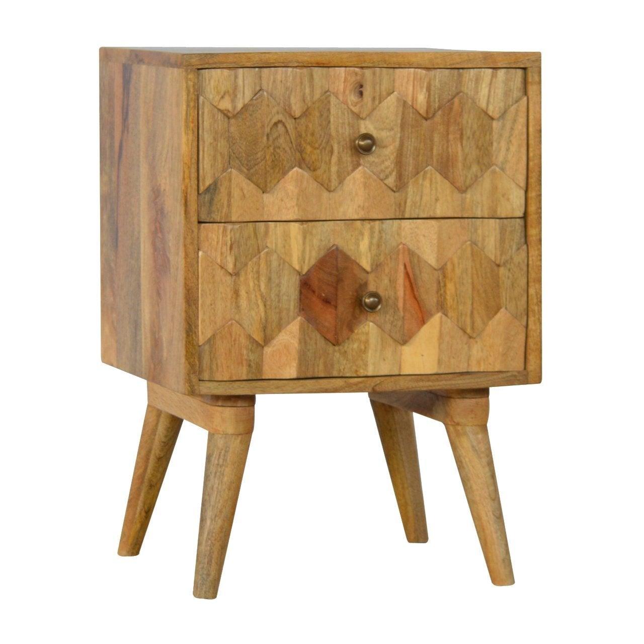 Pineapple carved 2 drawer bedside table - crimblefest furniture - image 2