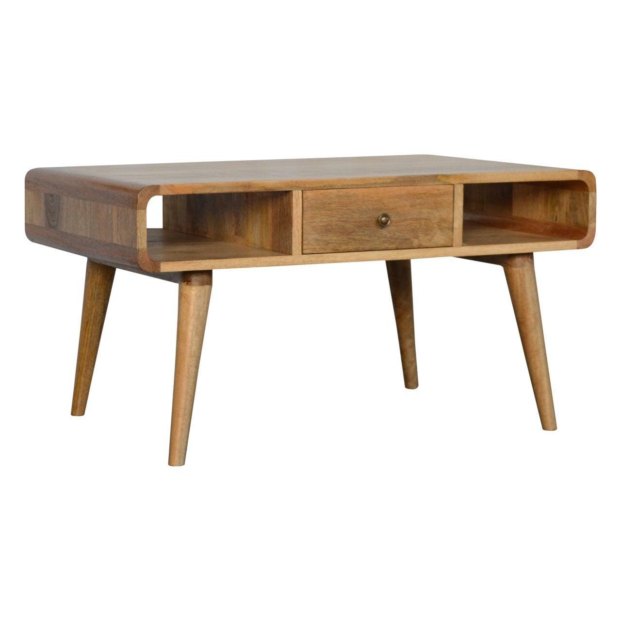 Curved oak-ish coffee table - crimblefest furniture - image 3