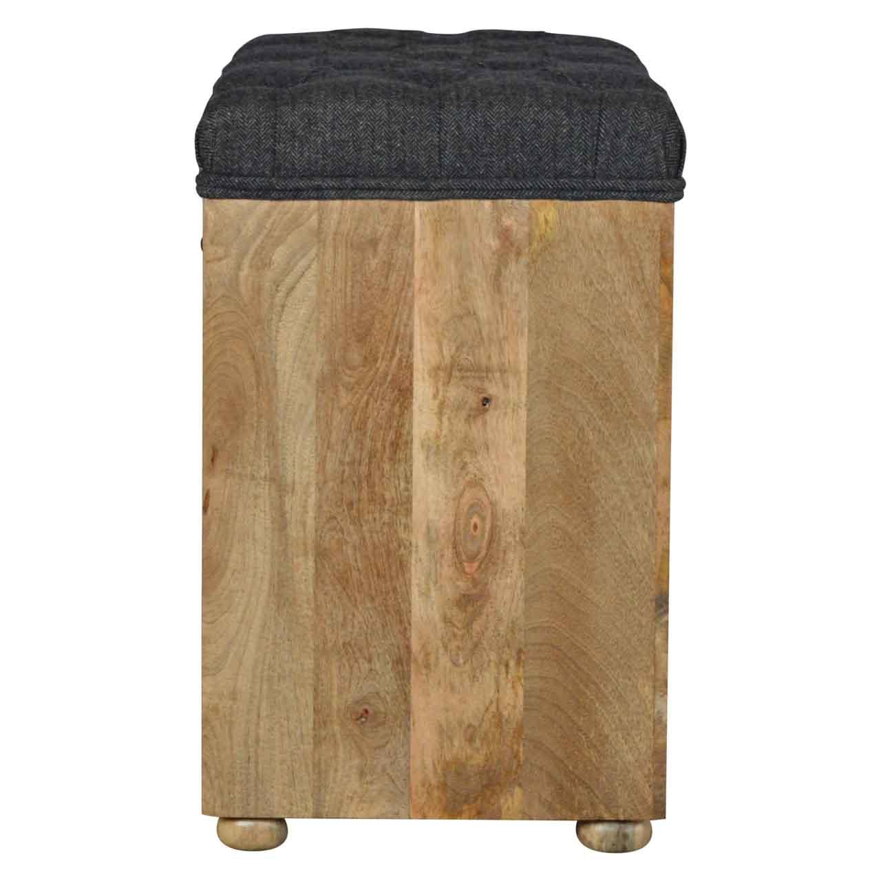 Black tweed 6 slot shoe storage bench - crimblefest furniture - image 9