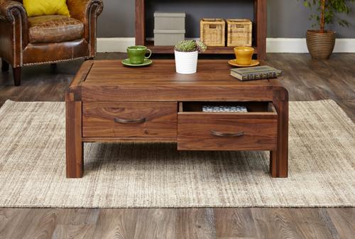 Shiro walnut four drawer coffee table - crimblefest furniture - image 3