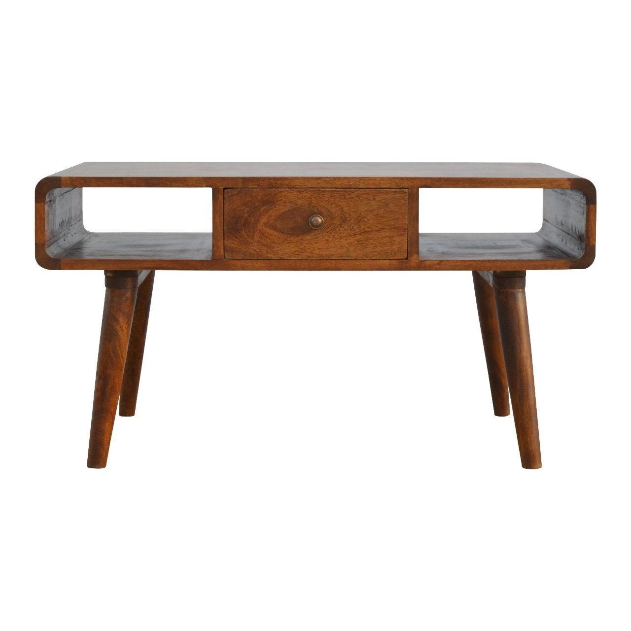 Curved chestnut coffee table - crimblefest furniture - image 1
